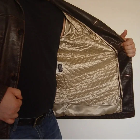 Jim & MaryLou Real Leather Men's Jacket Size M Thinsulate Thermal Insulation